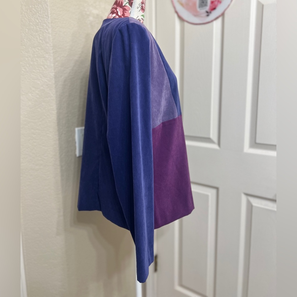 Leslie Fay Purple and Blue Colorblock Blazer - Picture 2 of 8